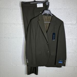 Nautica Men's Modern-Fit Stretch Fall Suit Olive Green  38S 32W $395